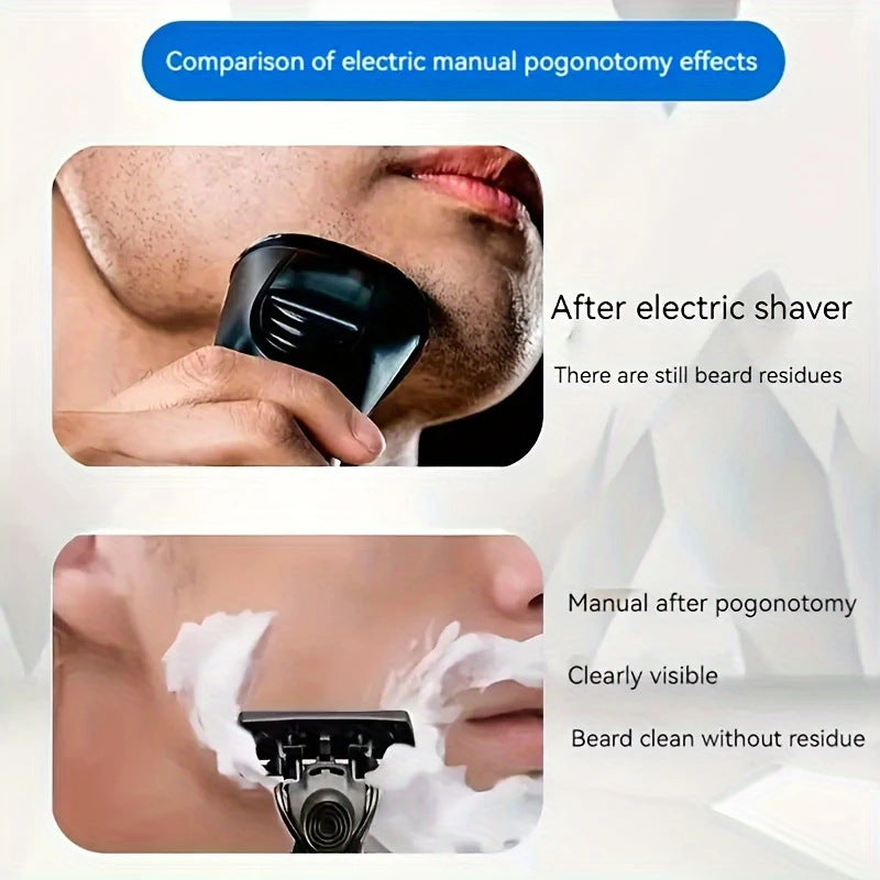 2-Pack 6-Layer Manual Razor with 60 Replacement Blades – Ultra-Close Shave for Men, Stainless Steel Handle with One-Click Blade Change - Image 2