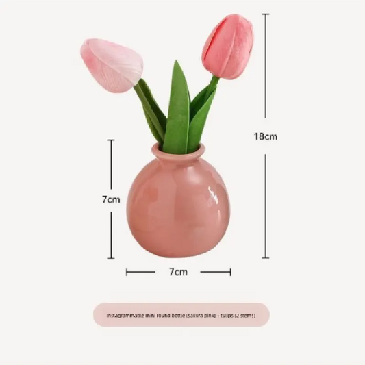 Ceramic Vase with Hydrangea Artificial Flowers Set – Mini Decorative Pot for Home Living Room or Desk Display - Image 5
