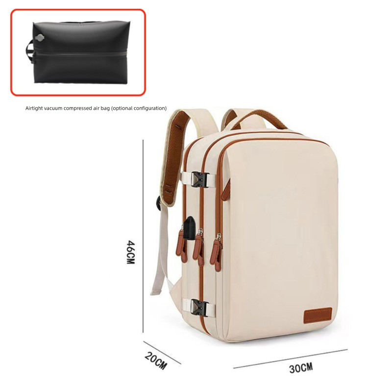 Pink Large Capacity Backpack with USB Charging Port and Waterproof Fabric for Travel Work and Daily Use - Image 5