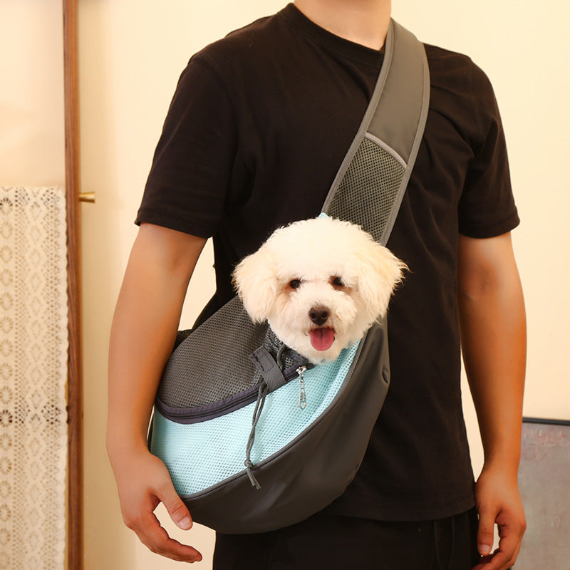 Sky blue Portable Pet Sling Backpack for Small Dogs and Cats – Size S with Breathable Mesh Design - Image 5