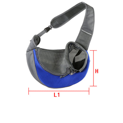 Blue Portable Pet Sling Backpack for Small Dogs and Cats – Size S with Breathable Mesh Design