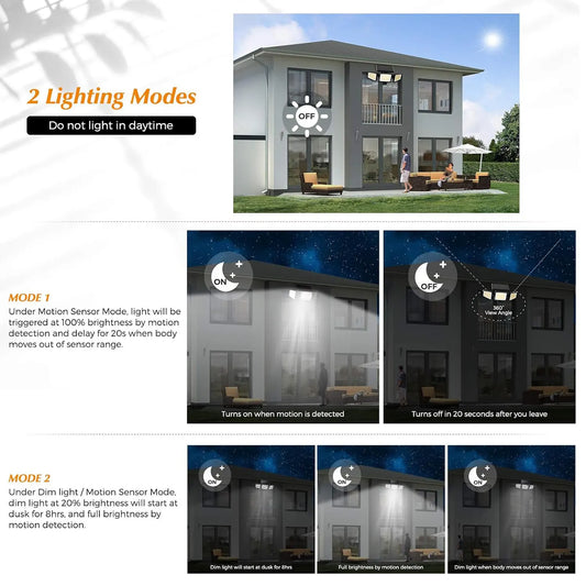 Solar Powered Motion Sensor Outdoor Light with Remote Control for Garden Garage and Front Door - Image 4