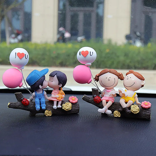 Tree Branch Blue and Pink Couple Cute Couple Car Ornament for Dashboard – Romantic Interior Decoration for Vehicles - Image 3