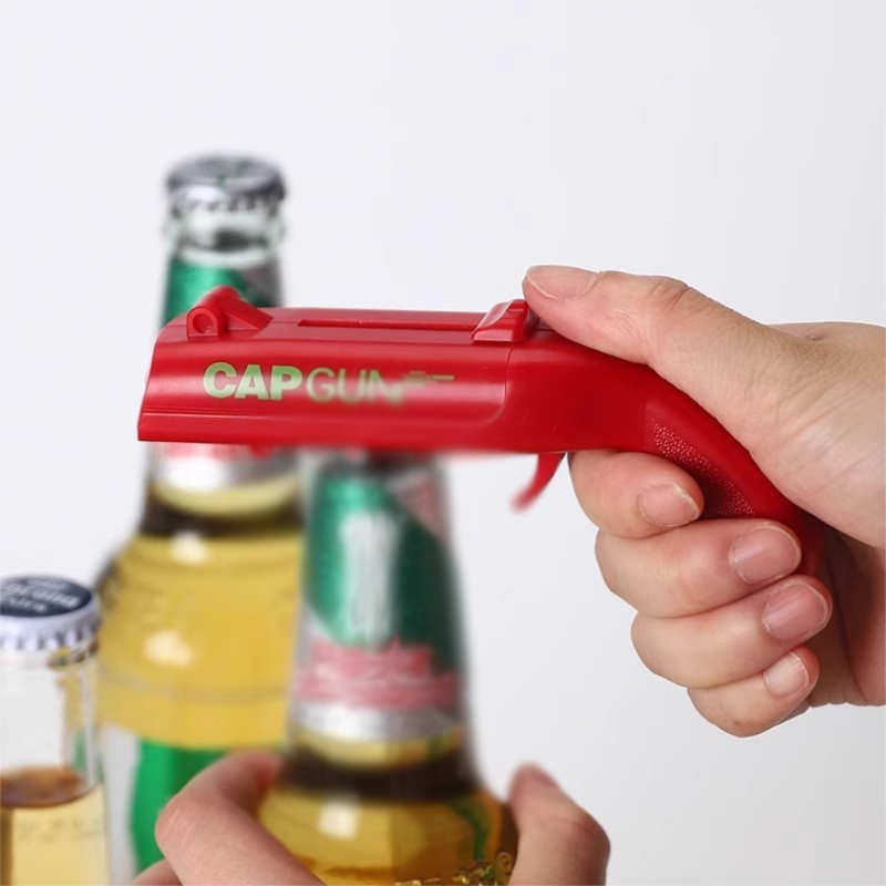 2-Pack grey and red Fun Bottle Opener with Cap Ejection Mechanism – Compact ABS Bottle Opener for Beer and Soda Bottles, Ideal for Parties and Everyday Use - Image 4