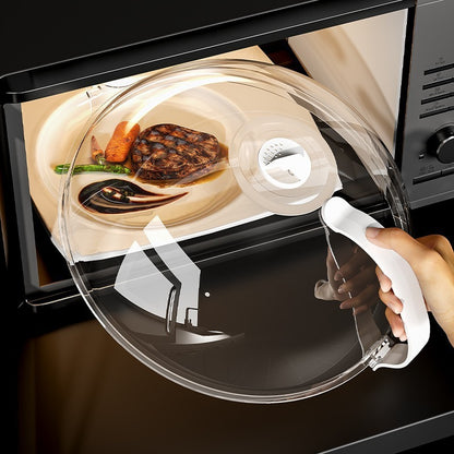 360° Microwave Splash Cover with Rotating Vent and Heat-Resistant Handle – Transparent Food Protector for Cooking, Reheating, and Refrigeration - Image 3