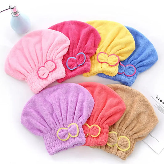 3-Pack Sky blue Thickened Coral Fleece Hair Drying Towel Cap – Double-Layered Absorbent Turban with Bow Design for Fast Drying and Gentle Care - Image 3