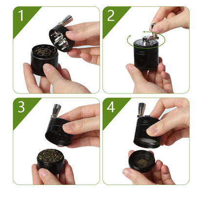 Red 40mm Zinc Alloy 4-Layer Hand-Crank Grinder – Compact Metal Spice & Herb Crusher with Stainless Steel Teeth, Filter Mesh, and Portable Design - Image 4