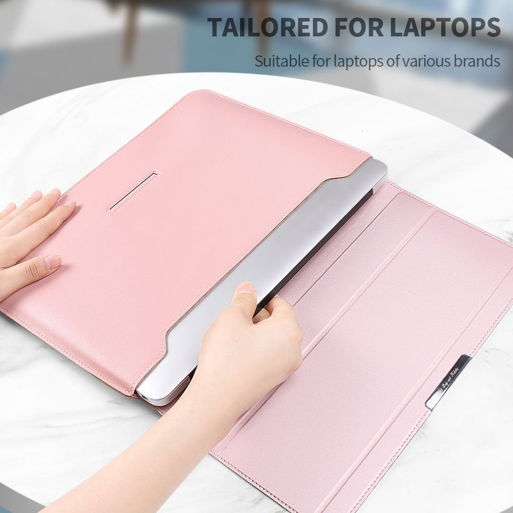 Deep Blue 3-in-1 Laptop Sleeve with Built-In Stand & Wrist Rest – Waterproof PU Protective Case for 13/14 Inch Laptops, Portable and Ergonomic Design - Image 3