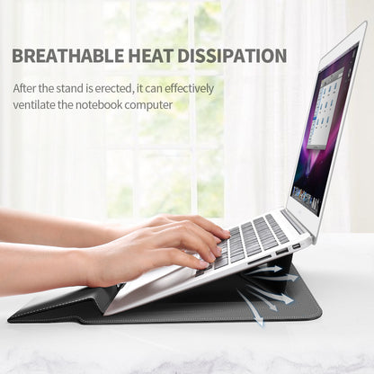 Rose gold 3-in-1 Laptop Sleeve with Built-In Stand & Wrist Rest – Waterproof PU Protective Case for 15/16 Inch Laptops, Portable and Ergonomic Design - Image 5