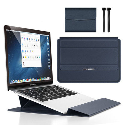 Deep Blue 3-in-1 Laptop Sleeve with Built-In Stand & Wrist Rest – Waterproof PU Protective Case for 15/16 Inch Laptops, Portable and Ergonomic Design