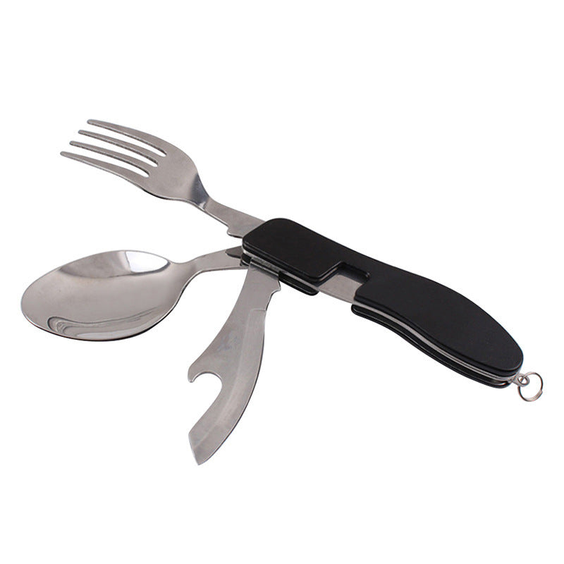 2-PCS Green Stainless Steel Folding Cutlery Set – Compact 3-in-1 Knife, Fork, Spoon with Removable Design for Outdoor Camping, Hiking, Travel, and Picnic Use - Image 2