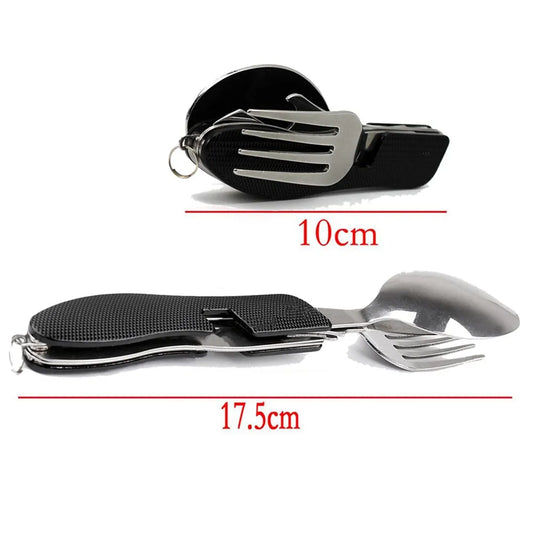 2-PCS Blue Stainless Steel Folding Cutlery Set – Compact 3-in-1 Knife, Fork, Spoon with Removable Design for Outdoor Camping, Hiking, Travel, and Picnic Use - Image 3
