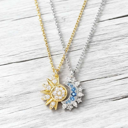 Sun and Moon Friendship Jewelry Set – 6-Piece Matching Ring, Necklace & Bracelet Duo for Best Friends in Gold and Silver Tone with Cubic Zirconia - Image 3