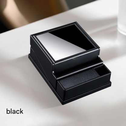 Black Automatic Cigarette Box with 40-Slot Capacity – Pop-Out Dispenser for Car and Home Use, ABS Material with Lighter Holder and Carbon Fiber Look Design