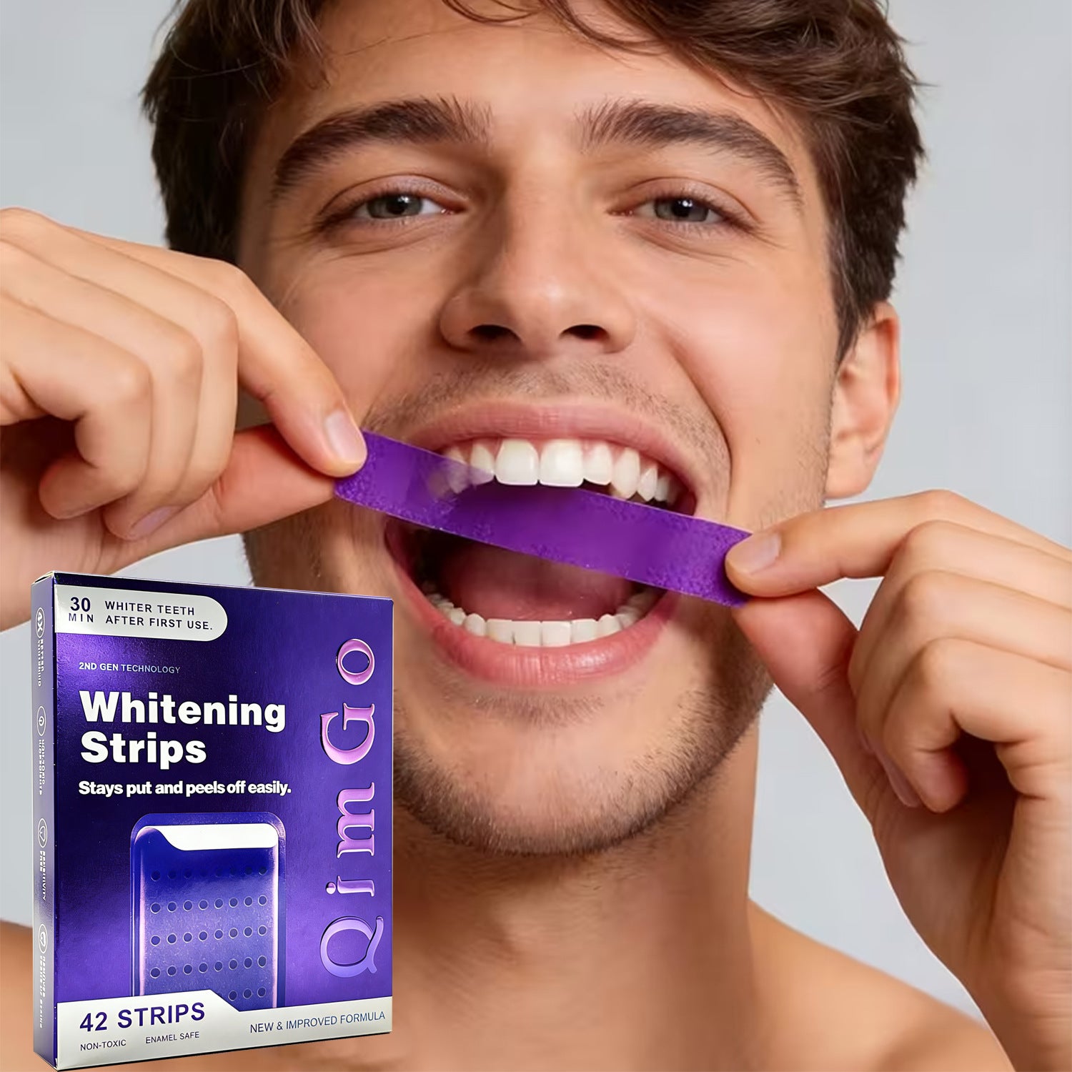 7 Pairs Purple Teeth Whitening Strips – Stain-Removing Film for Brighter Smile, Non-Toxic and Enamel Safe - Image 2