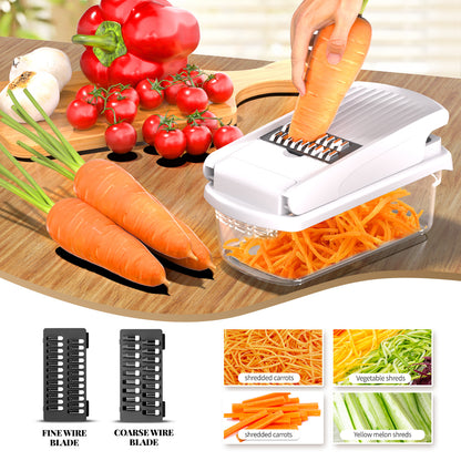 Black Multifunctional Vegetable Slicer – Manual Kitchen Cutter with Adjustable Blades for Slicing, Dicing, Shredding, Garlic Grinding, and Egg White Separation - Image 5