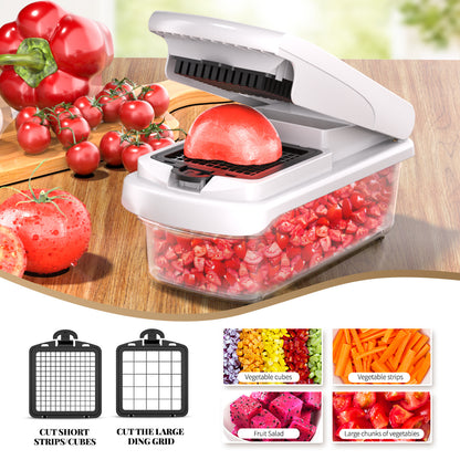 Green Multifunctional Vegetable Slicer – Manual Kitchen Cutter with Adjustable Blades for Slicing, Dicing, Shredding, Garlic Grinding, and Egg White Separation - Image 4
