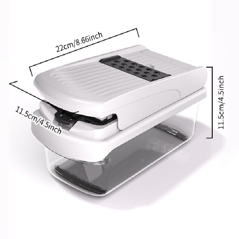 Green Multifunctional Vegetable Slicer – Manual Kitchen Cutter with Adjustable Blades for Slicing, Dicing, Shredding, Garlic Grinding, and Egg White Separation - Image 7