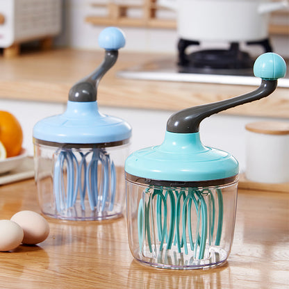 Blue Manual Hand-Crank Egg Beater – Semi-Automatic Whisk for Whipping Cream, Egg Whites, and Baking Mixes with Easy-Clean Design - Image 3