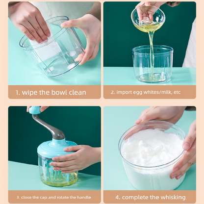 Blue Manual Hand-Crank Egg Beater – Semi-Automatic Whisk for Whipping Cream, Egg Whites, and Baking Mixes with Easy-Clean Design - Image 6