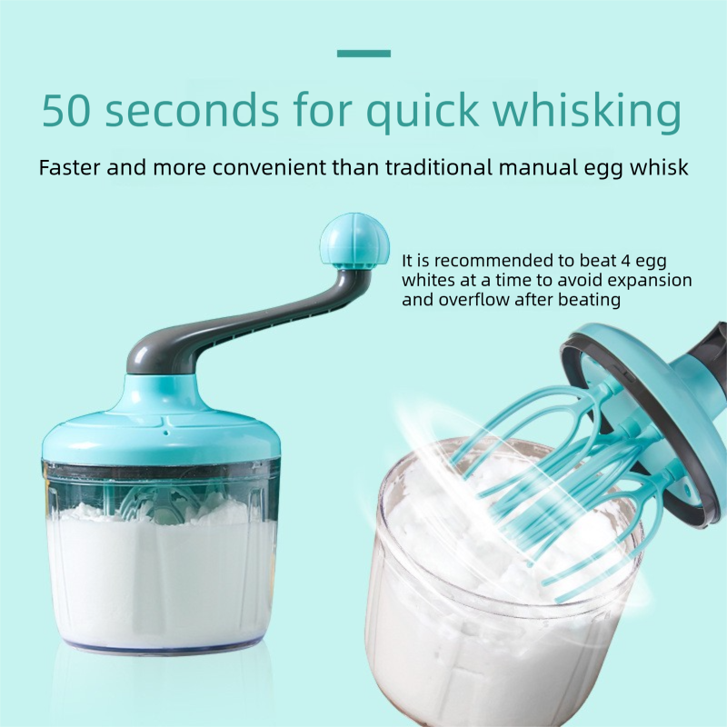 Green Manual Hand-Crank Egg Beater – Semi-Automatic Whisk for Whipping Cream, Egg Whites, and Baking Mixes with Easy-Clean Design - Image 4