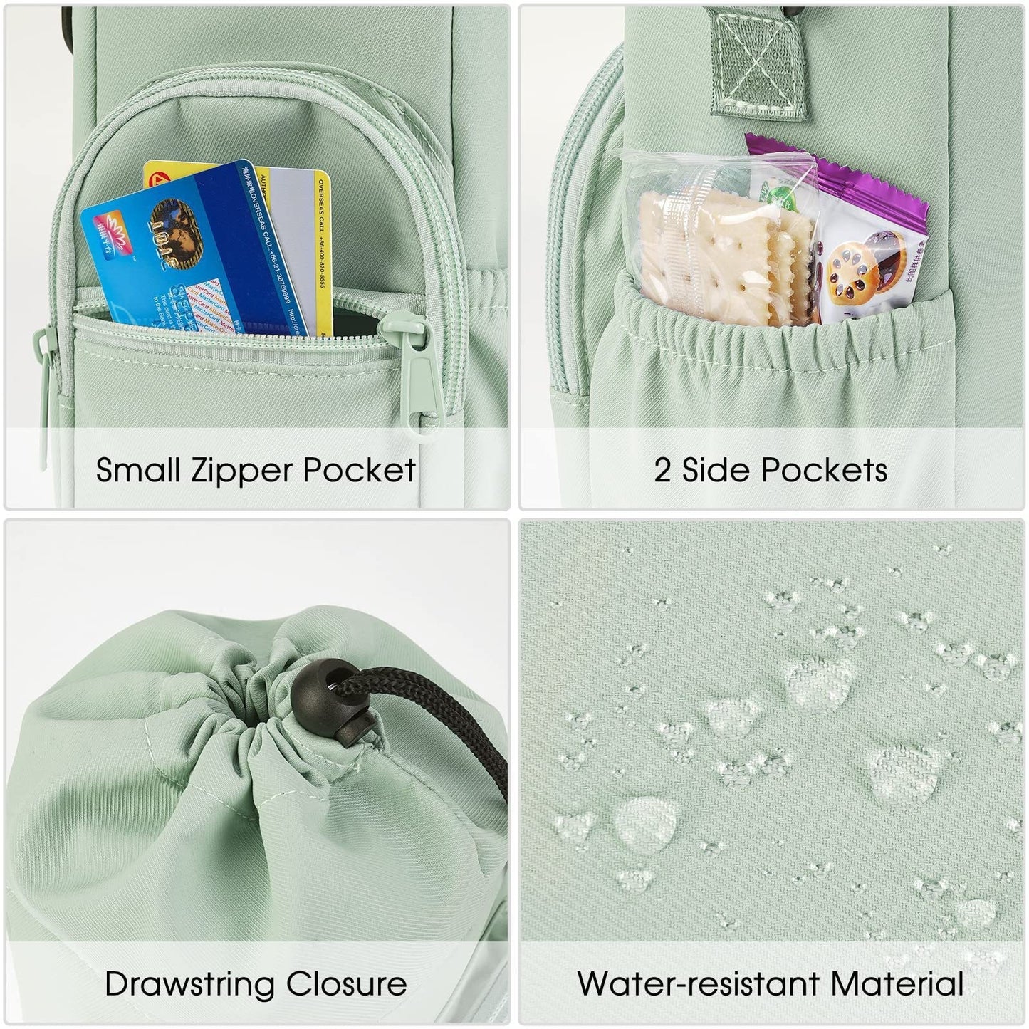 Purple Water Bottle Carrier with Drawstring Closure – Adjustable Shoulder Strap, Front Pocket, and Side Storage for Daily Use - Image 3