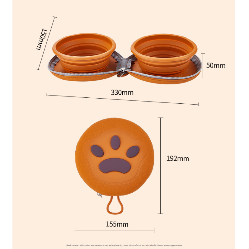 Yellow Portable Foldable Dual Bowl for Pets – Silicone Feeding and Water Dish with Compact Storage Design - Image 6