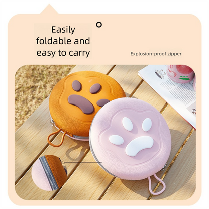 Pink Portable Foldable Dual Bowl for Pets – Silicone Feeding and Water Dish with Compact Storage Design - Image 3