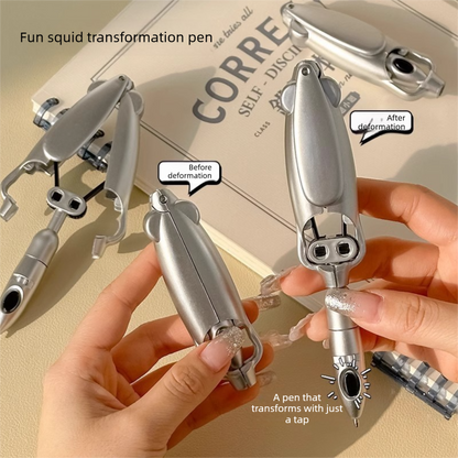 5-Pcs Transformable Squid-Style Pen – Compact Mechanical Writing Tool with Hinged Design and 0.5mm Ballpoint Tip - Image 2