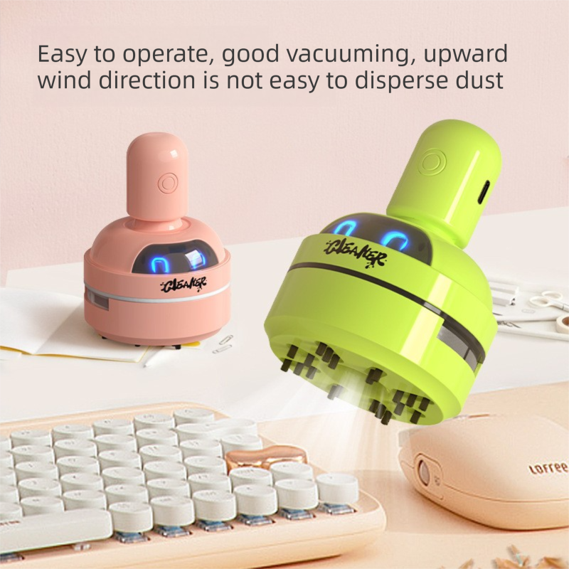 White Compact Desktop Vacuum Cleaner – Rechargeable Mini Dust Collector for Eraser Shavings, Pencil Shavings, Paper Scraps, and Fine Debris - Image 3