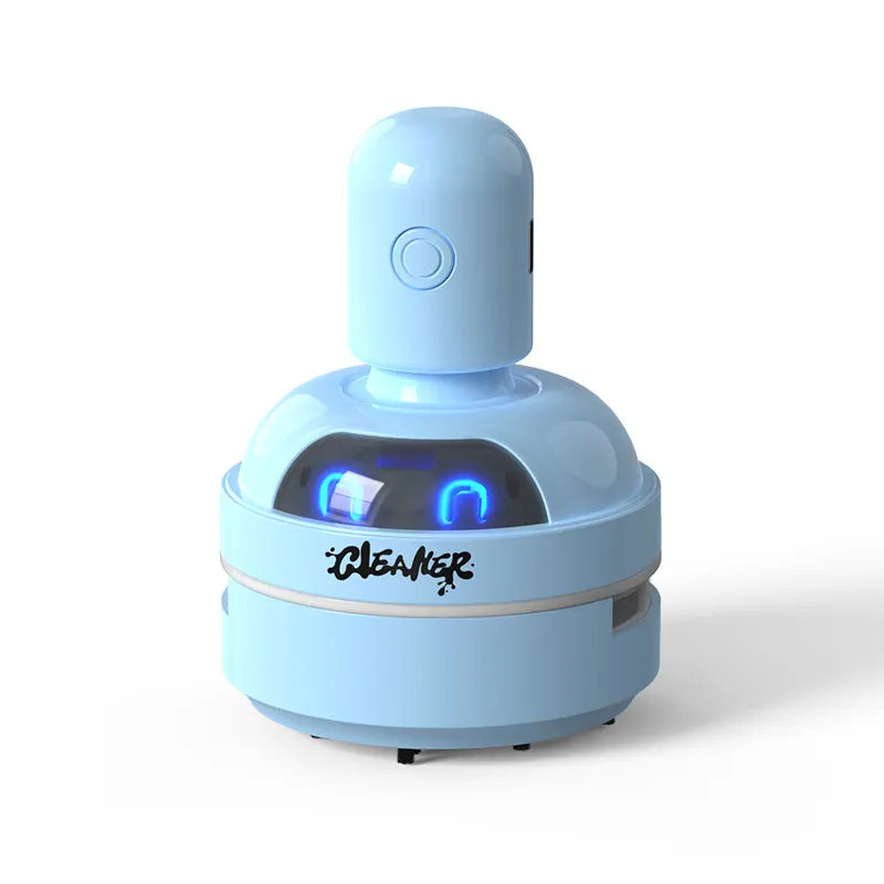 Blue Compact Desktop Vacuum Cleaner – Rechargeable Mini Dust Collector for Eraser Shavings, Pencil Shavings, Paper Scraps, and Fine Debris