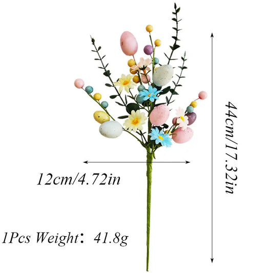 2-Piece Daisy eucalyptus leaves Easter Artificial Floral Arrangement with Decorative Egg Accents – Ready-to-Display Spring Holiday Decoration
