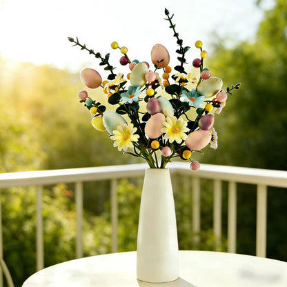 2-Piece Daisy eucalyptus leaves Easter Artificial Floral Arrangement with Decorative Egg Accents – Ready-to-Display Spring Holiday Decoration - Image 4