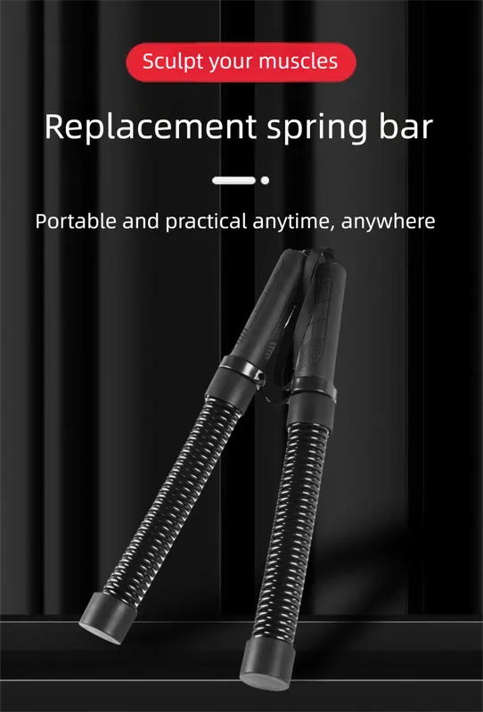 Cordless Battle Rope Weighted Spring Bars 1 Pair Heavy Duty Arm & Core Trainer Portable Home Gym Equipment Black