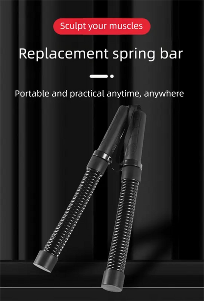 Cordless Battle Rope Weighted Spring Bars 1 Pair Heavy Duty Arm & Core Trainer Portable Home Gym Equipment Black