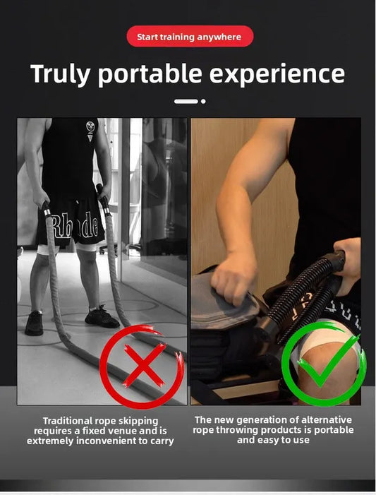 Cordless Battle Rope Weighted Spring Bars 1 Pair Heavy Duty Arm & Core Trainer Portable Home Gym Equipment Black - Image 3