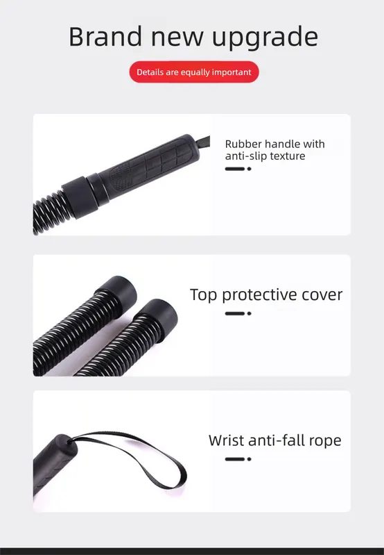 Cordless Battle Rope Weighted Spring Bars 1 Pair Heavy Duty Arm & Core Trainer Portable Home Gym Equipment Black - Image 4