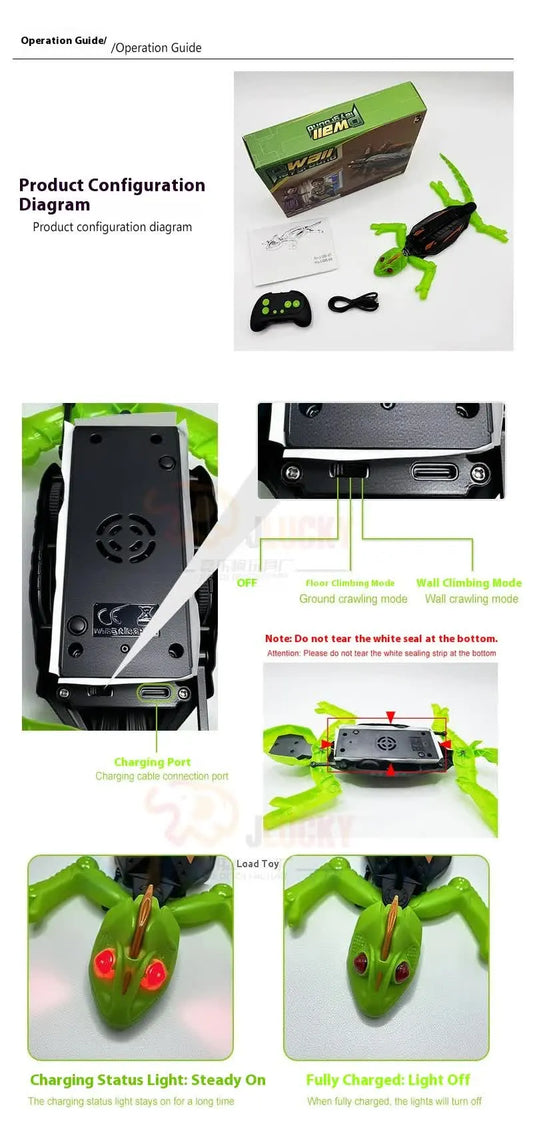 RC Wall Climbing Gecko Toy Anti-Gravity Remote Control Lizard with LED Eyes 360 Stunt Rotation Rechargeable Animal Gift for Kids - Image 2