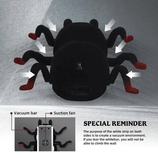 RC Wall Climbing Spider Toy Realistic Fuzzy Tarantula Anti-Gravity Remote Control Prank Bug with LED Eyes Rechargeable Gift for Kids - Image 2