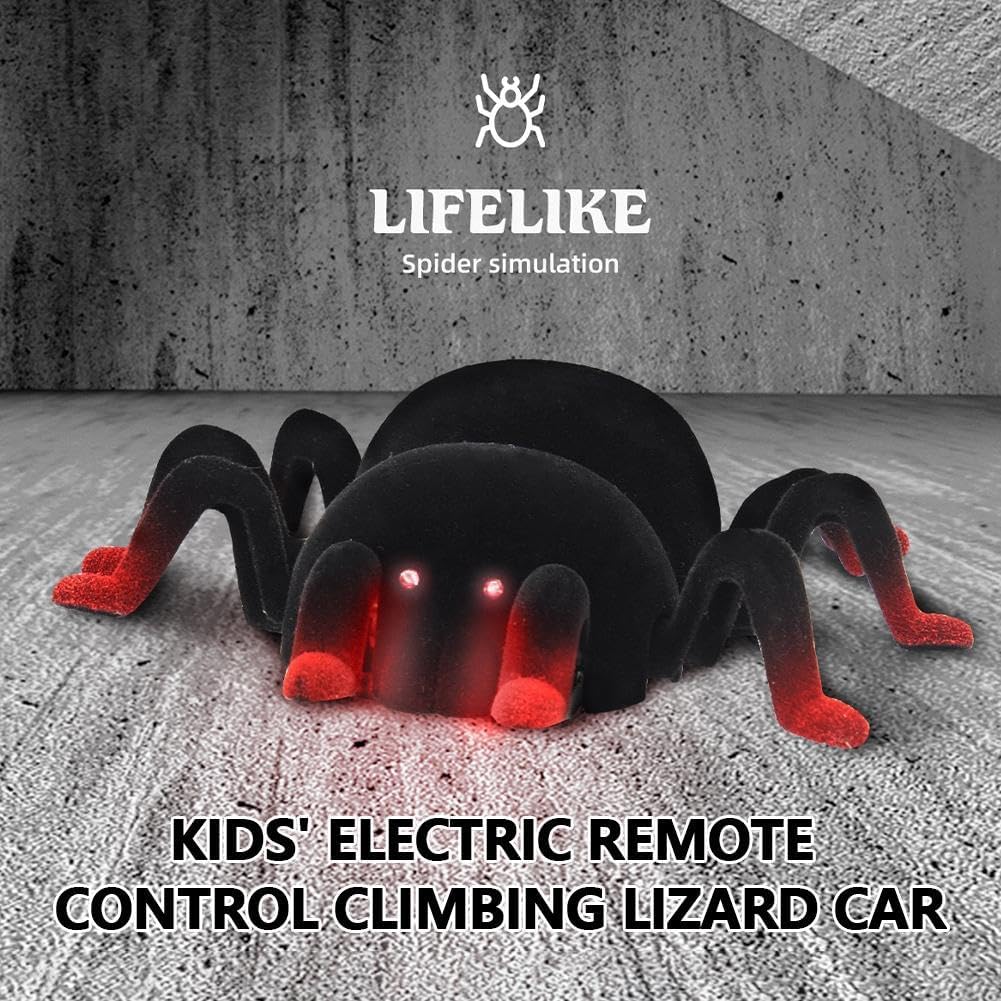 RC Wall Climbing Spider Toy Realistic Fuzzy Tarantula Anti-Gravity Remote Control Prank Bug with LED Eyes Rechargeable Gift for Kids - Image 4
