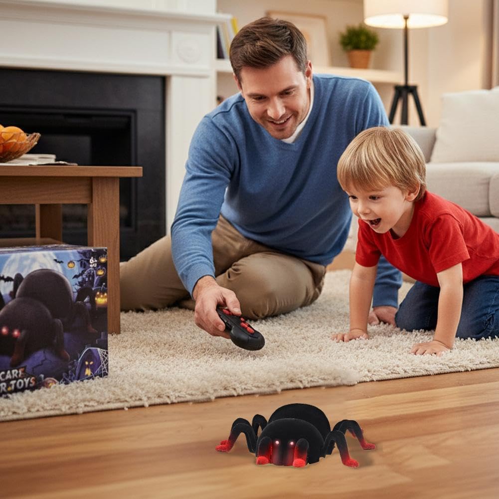 RC Wall Climbing Spider Toy Realistic Fuzzy Tarantula Anti-Gravity Remote Control Prank Bug with LED Eyes Rechargeable Gift for Kids - Image 8