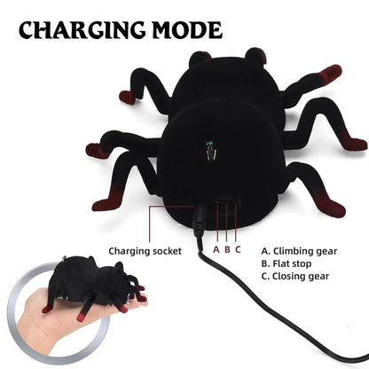 RC Wall Climbing Spider Toy Realistic Fuzzy Tarantula Anti-Gravity Remote Control Prank Bug with LED Eyes Rechargeable Gift for Kids - Image 9
