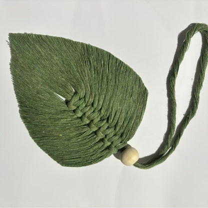 4 PCS Macrame Leaf Wall Hanging Set Handmade Cotton Boho Feather Ornaments Green & Beige for Nursery Home Decor - Image 4