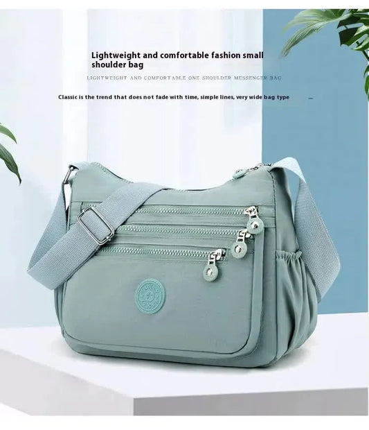 Women's Lightweight Nylon Crossbody Bag Waterproof Multi Pocket Shoulder Purse Travel Messenger Aqua Blue - Image 2