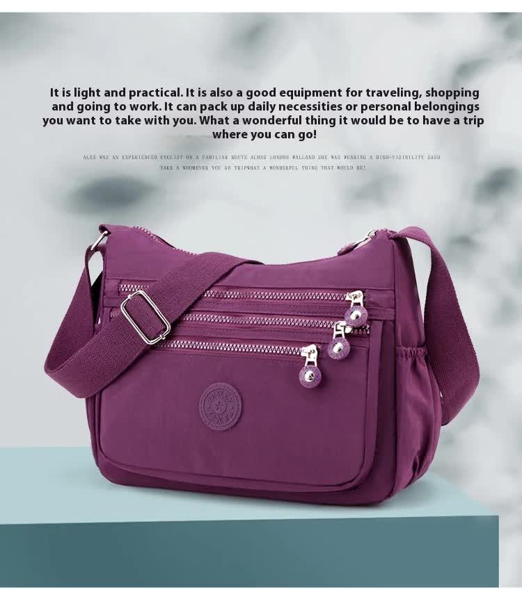Women's Lightweight Nylon Crossbody Bag Waterproof Multi Pocket Shoulder Purse Travel Messenger Sapphire Blue - Image 5