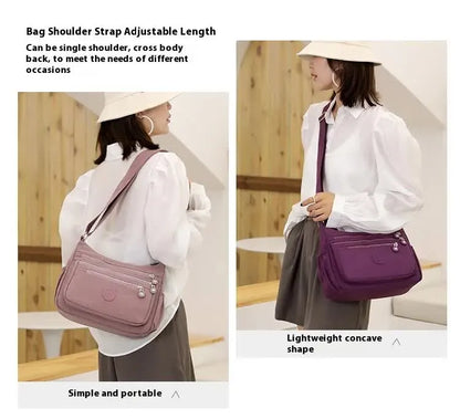 Women's Lightweight Nylon Crossbody Bag Waterproof Multi Pocket Shoulder Purse Travel Messenger Purple - Image 3