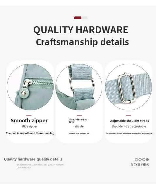 Women's Lightweight Nylon Crossbody Bag Waterproof Multi Pocket Shoulder Purse Travel Messenger Grey - Image 7