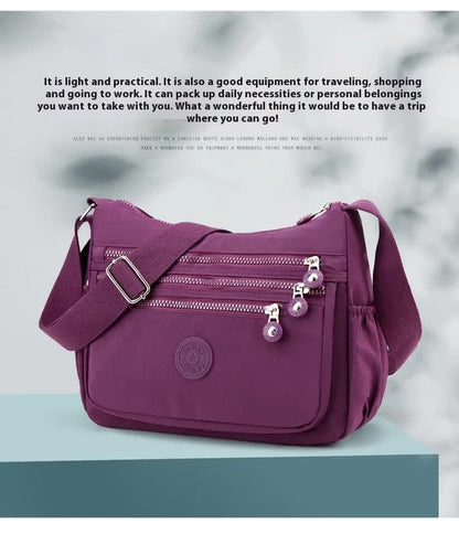 Women's Lightweight Nylon Crossbody Bag Waterproof Multi Pocket Shoulder Purse Travel Messenger Pink - Image 5