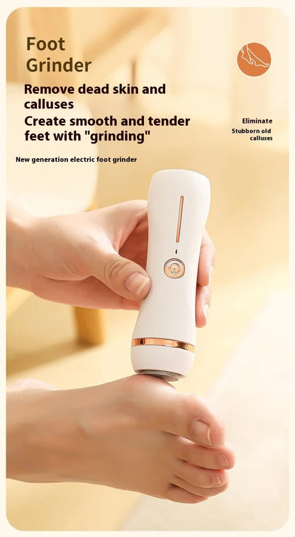 Electric Foot Callus Remover Rechargeable Pedicure Tool with 3 Grinding Heads Portable Dead Skin Exfoliator Ivory White - Image 2
