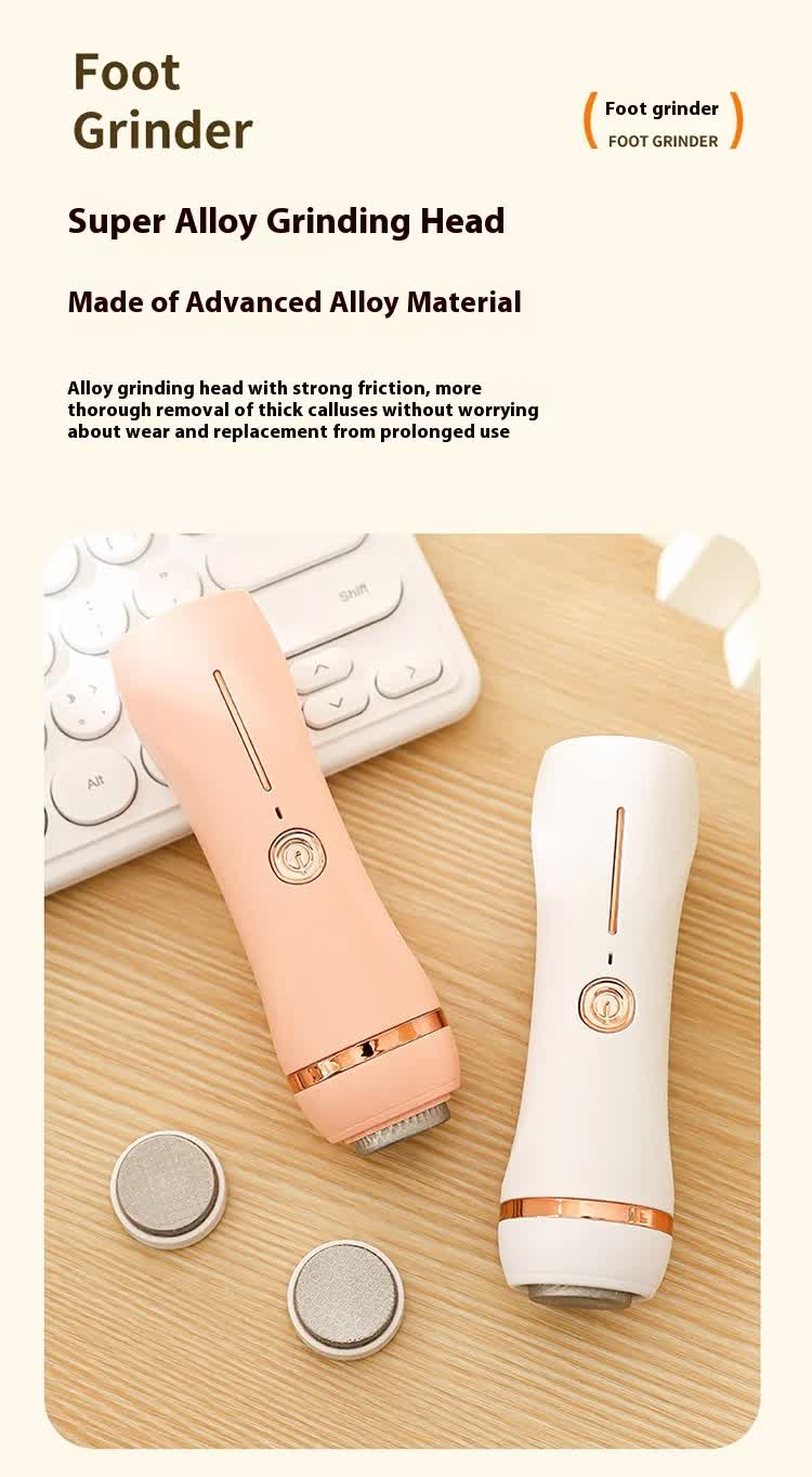Electric Foot Callus Remover Rechargeable Pedicure Tool with 3 Grinding Heads Portable Dead Skin Exfoliator Ivory White - Image 5